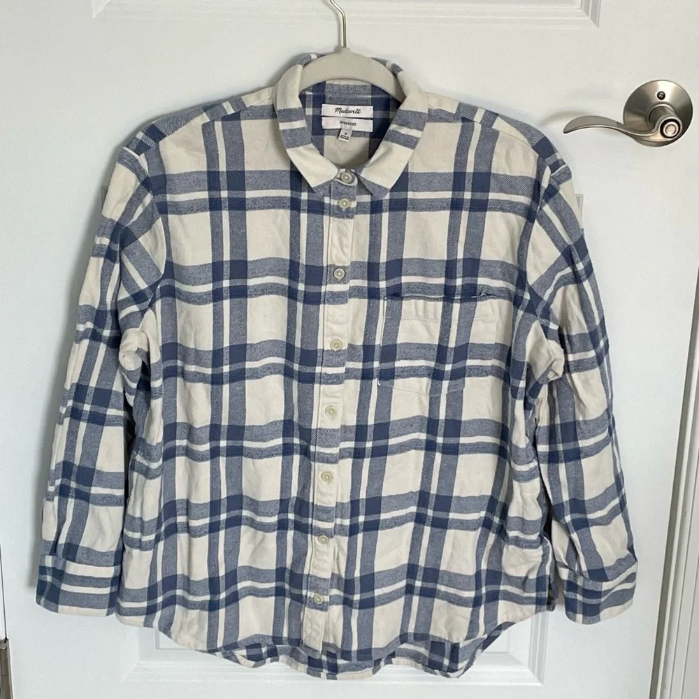 Madewell flannel classic ex-boyfriend plaid button down shirt 54170 - Picture 2 of 14